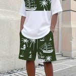 KZZ Men's Short-Sleeve Shirt and Shorts Set