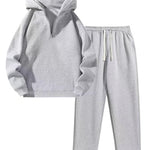 KZZ Men's solid color half zipper hooded casual pants two-piece set