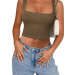Nadorine Square Neck Ribbed Tank Tops
