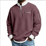 KZZ Men's stand-up collar color-blocked zip-up long-sleeved sweatshirt