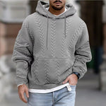 KZZ Men's Solid Color Textured Drawstring Hooded Sweatshirt