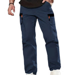 KZZ Men's Solid-Color Cargo Pants with Flap Pockets