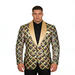 KZZ Men's Solid-Color Slim-Fit Sequin Blazer