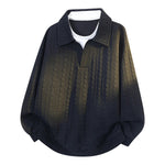 KZZ Men's Casual Sports Suit Jacquard Texture Long Sleeve Sweatshirt Set