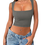 Nadorine Square Neck Ribbed Tank Tops