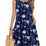 Nadorine Women's Casual Floral Sleeveless Sundress with Pockets (US Only)