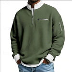 KZZ Men's stand-up collar color-blocked zip-up long-sleeved sweatshirt