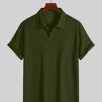 KZZ Men's solid color pique knit polo shirt