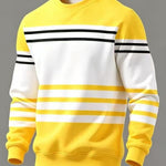 KZZ Men's Simple Striped Classic Long-Sleeve Sweatshirt