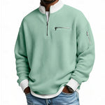KZZ Men's stand-up collar color-blocked zip-up long-sleeved sweatshirt
