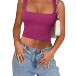 Nadorine Square Neck Ribbed Tank Tops