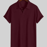 KZZ Men's solid color pique knit polo shirt