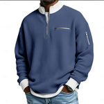 KZZ Men's stand-up collar color-blocked zip-up long-sleeved sweatshirt