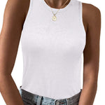 Nadorine Tank Top Crowl Neck Ribbed Knit Shirts
