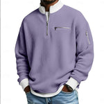 KZZ Men's stand-up collar color-blocked zip-up long-sleeved sweatshirt