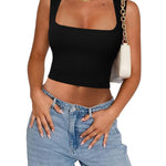 Nadorine Square Neck Ribbed Tank Tops