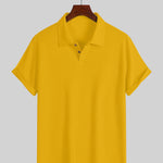KZZ Men's solid color pique knit polo shirt