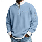 KZZ Men's stand-up collar color-blocked zip-up long-sleeved sweatshirt