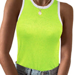 Nadorine Tank Top Crowl Neck Ribbed Knit Shirts