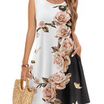 Nadorine Women's Casual Floral Sleeveless Sundress with Pockets (US Only)
