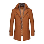 KZZ Men's Trench Coat with Detachable Soft Scarf Notched Collar Single Breasted Pea Coat Overcoat