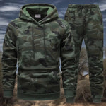 KZZ Men's Camouflage Hoodie Long Sleeve Pullover, Cuffed Jogger Pants Set