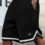 KZZ Men's casual loose striped shorts