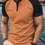 KZZ  Men's button-down Henley collar sports polo shirt