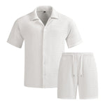 KZZ Men's solid color summer vacation set