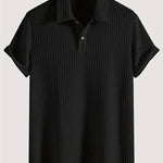 KZZ Men's Plain Jacquard Knit Polo Shirt