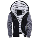 KZZ Thickened Fleece Solid Color Hooded Cardigan - Men's Winter Sweatshirt Jacket