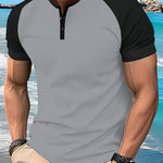 KZZ  Men's button-down Henley collar sports polo shirt