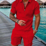 KZZ Mens Polo Shirt and Shorts Sets