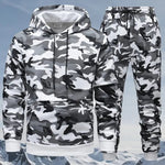 KZZ Men's Camouflage Hoodie Long Sleeve Pullover, Cuffed Jogger Pants Set