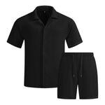 KZZ Men's solid color summer vacation set
