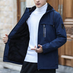 KZZMen's Heavyweight Full-Zip Hooded Jacket Windproof High-Quality Coat