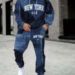 KZZ Men's Fall Winter Hooded Sweatshirt & Pants Set