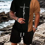 KZZ Men's Short-Sleeve T-Shirt Set with 3D Printing