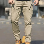 KZZ Men's Solid Color Flap Pocket Zipper Fly Cargo Pants without Belt Accessories