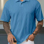 KZZ Retro loose textured knit polo shirt for men