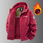 KZZ Men's Heavyweight Double Sided Fleece Jacket with Full Zip Closure & Hood Thick Winter Warm Coat