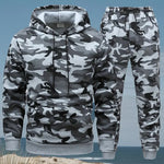 KZZ Men's Camouflage Hoodie Long Sleeve Pullover, Cuffed Jogger Pants Set
