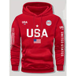 KZZ print hoodie men's fleece sweatshirt, United States letter print unisex casual