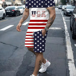 KZZ Men's short-sleeved shorts suit T-shirt