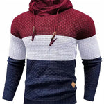 KZZ Mens Hooded Sweatshirt Tricolor Long Sleeve Hoodie Pullover Sweater