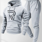 KZZ Men's sports two-piece hooded sweatshirt and pants set