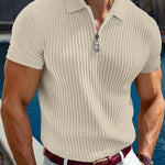 KZZ Men's Knitted Short-Sleeve Polo Shirt