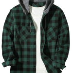 KZZ Plaid Patchwork Button Front Hooded Jacket