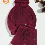 KZZ Men's Hooded Sweatshirt Shorts Set, Very Worthwhile Hoodie Top Pants Two-Piece Suit