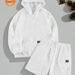 KZZ Men's Hooded Sweatshirt Shorts Set, Very Worthwhile Hoodie Top Pants Two-Piece Suit